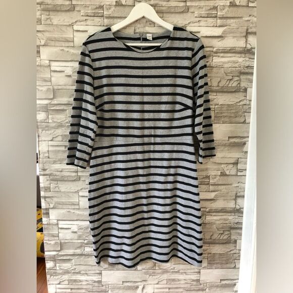 Old Navy || 2 Lot Bundle Long Sleeve Scoop Neck Striped Curved Mini Dress Sz L - Picture 2 of 14